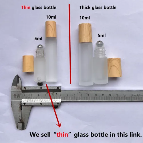 Imagen 2 del producto 20X 50X botellas de rodillo de aceite esencial de vidrio fino 1/2/3/5/10ml rollo transparente esmerilado en vial aspecto de madera tapa de plástico recarga de Perfume