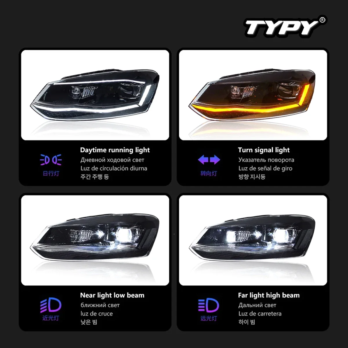 

Car Headlights For Volkswagen Polo 2019-2023 LED Car Lamps Daytime Running Lights Dynamic Turn Signals