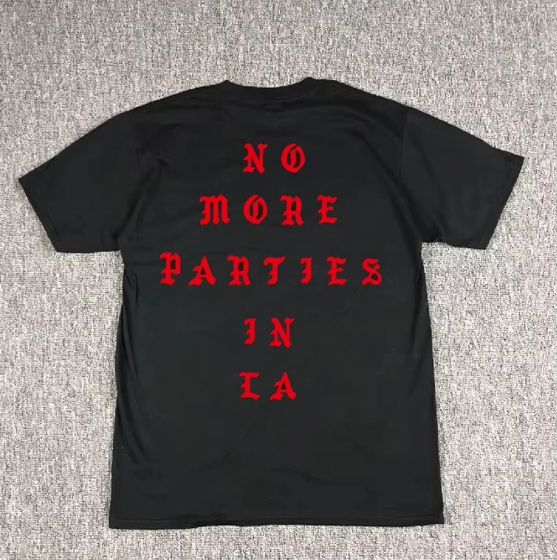 2026 Kanye West Short-sleeved White and Black I Feel Like Pablo Los Angeles City Pattern Printed T-shirt for Men and Women