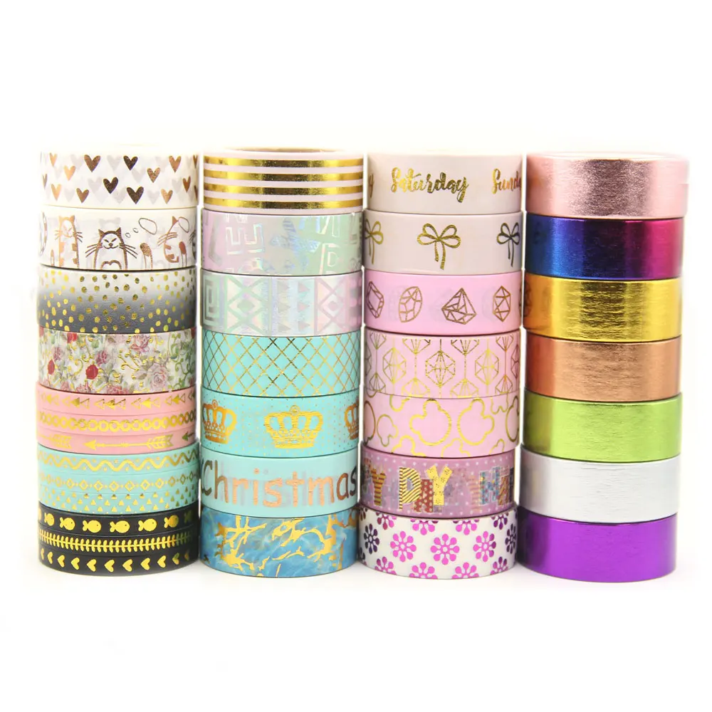 G72 - G156 Foil Washi Tape Scrapbooking Masking Adhesive Tapes Paper Japanese Kawaii Stationery Stickers School Supplies