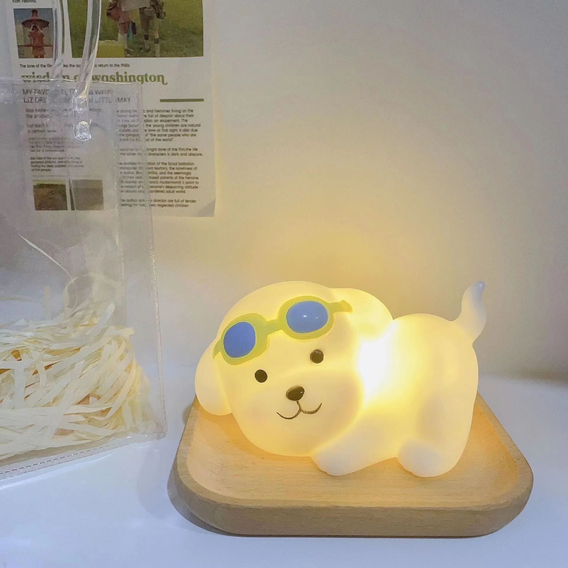 1pc cute dog night light, warm light, suitable for bedroom bed home decoration, novel luminous toys gifts