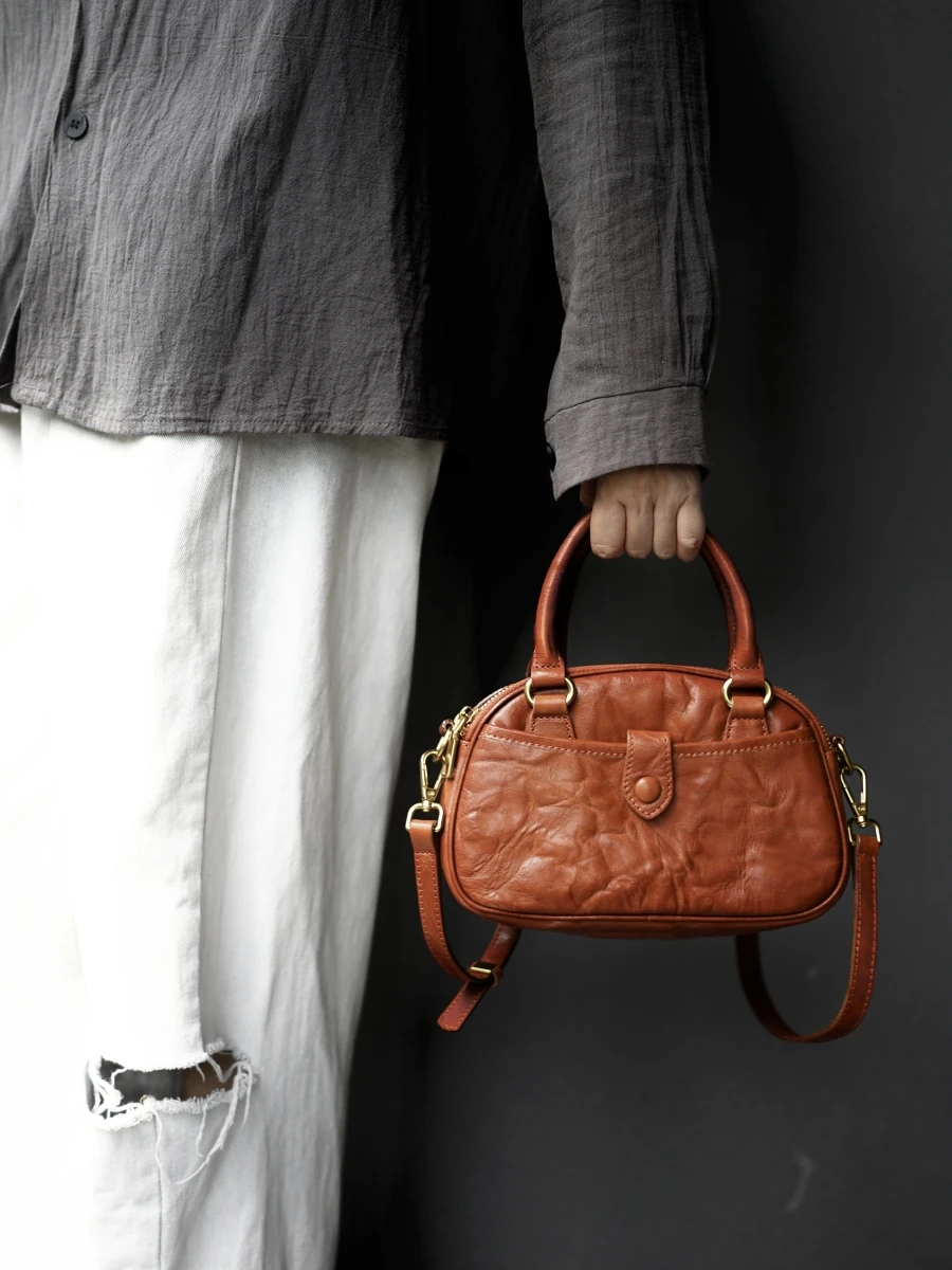 

fashion luxury genuine leather pleated ladies shoulder bag casual designer handmade real cow leather women's black handbag