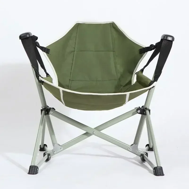 Outdoor Folding High Load-Bearing Camping Chair Backrest Rocking Moon Chair Portable Camping Beach Chair Wholesale