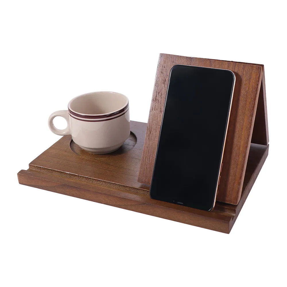 Removable Wooden Reading Stand Handmade Owl Multifunctional Recipe Shelf with Cup Holder Sturdy Desktop Bookend Organizer