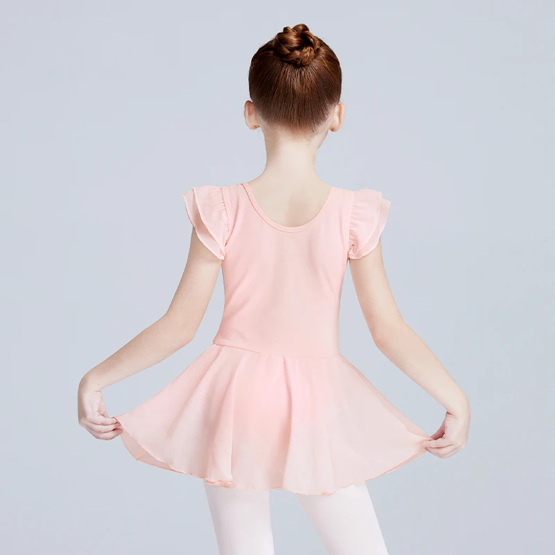 Justaucorps de Ballet pour filles avec jupe, robe de danse à manches courtes, vêtements de gymnastique, tenue Tutu pour enfants, uniforme de pratique de Ballet