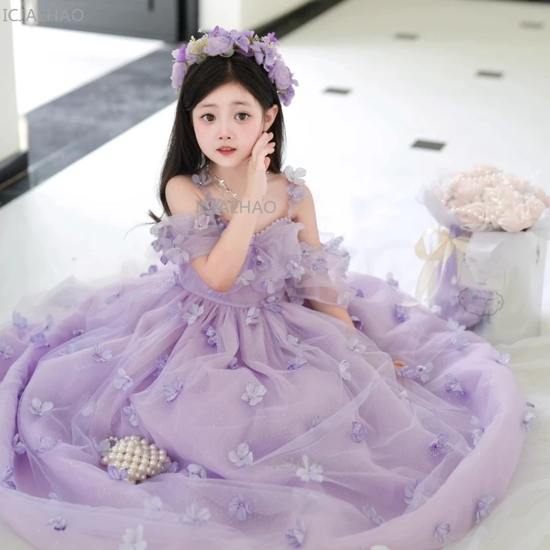 

Платье для девочек на свадьбу, праздничное платье принцессы, детская одежда для дня рождения, выступлений, конкурсов и выступлений на фортепиано