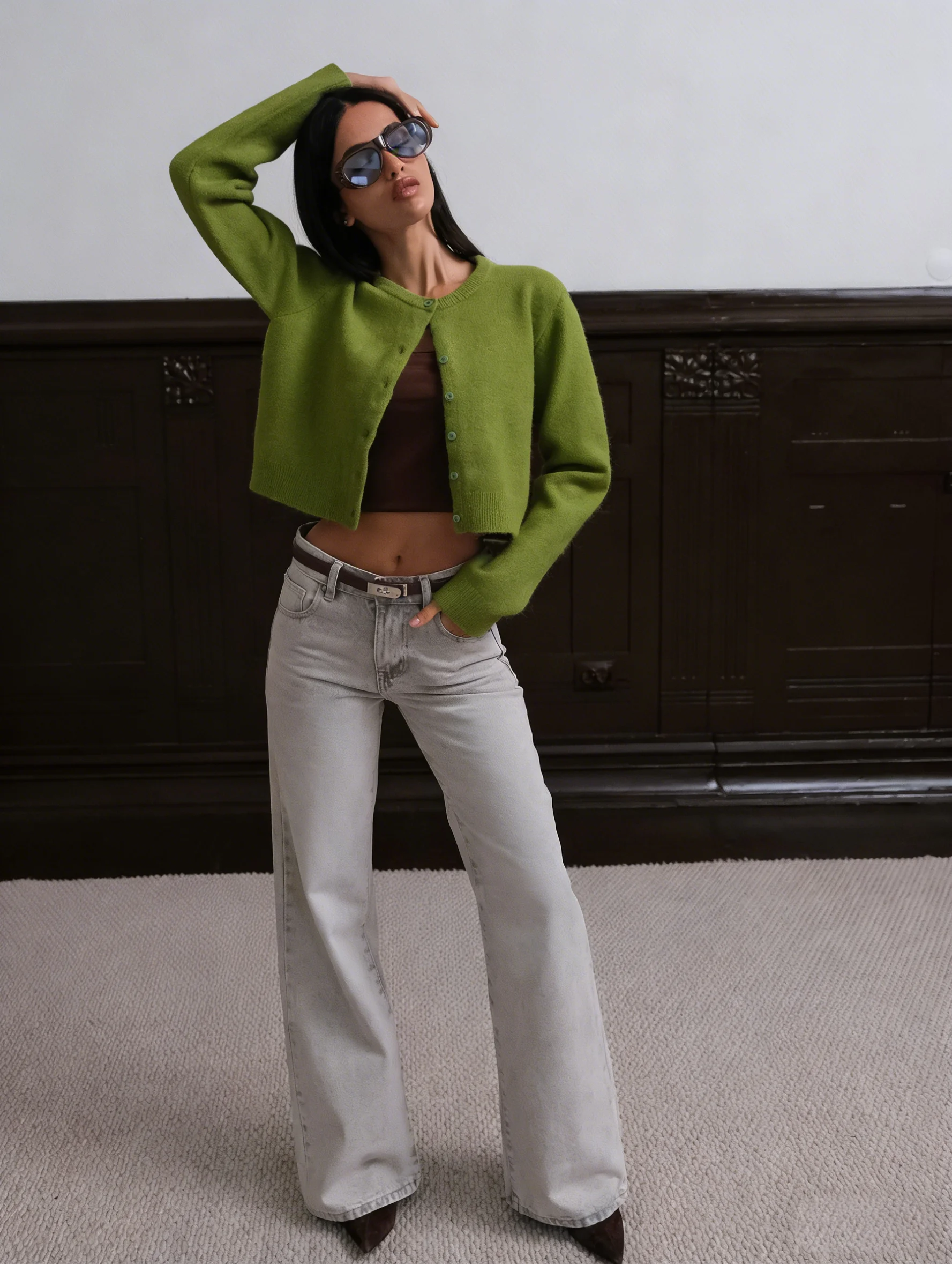 Women's Lightweight Open Front Knit Cardigan with Long Sleeves