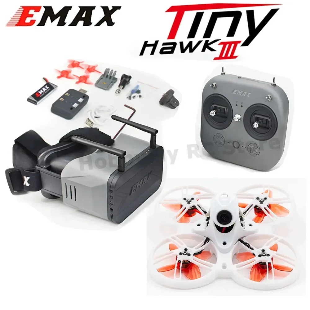 Emax Tinyhawk III RTF Kit 3 FPV Racing Drone F4 15000KV RunCam Nano 4 25-100-200mW VTX 1-2S FrSky D8 z kontrolerem lub goglami