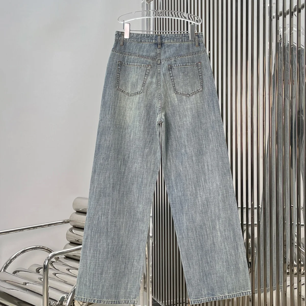 High Quality Women Vintage Washed Wide Leg Jeans, High Waist Loose Straight Denim Pants Casual Trousers lyt127784