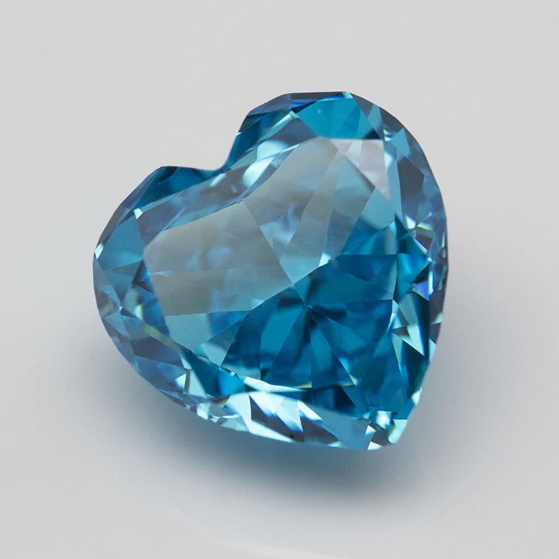 New Aquamarine Heart Crushed Ice Cut Cubic Zirconia High Carbon Lab Diamond CZ Gemstone 4K Cut 5A+ Quality for Jewelry Making