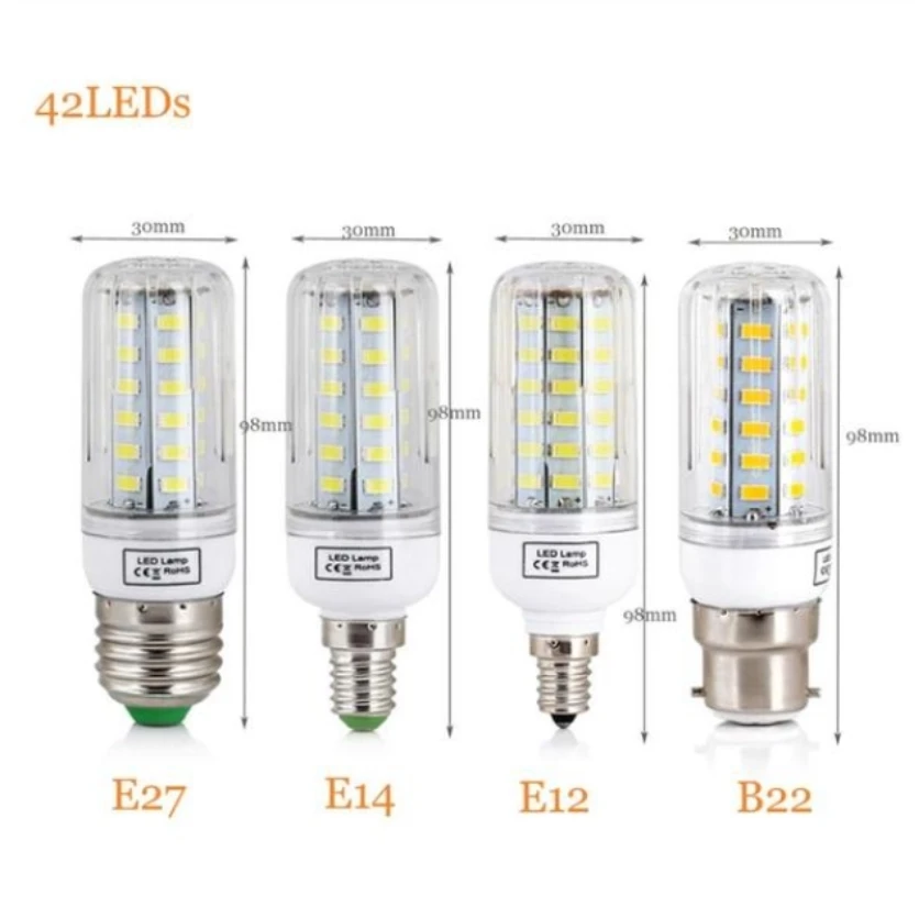 Imagem -04 - Lumen Elevado Conduziu a Luz do Milho E27 E14 3w 5w 7w 9w 12w 15w 220v 5736 Smd Lâmpada Conduzida Mais Brilhante Que 5730 5733 Iluminação Interior