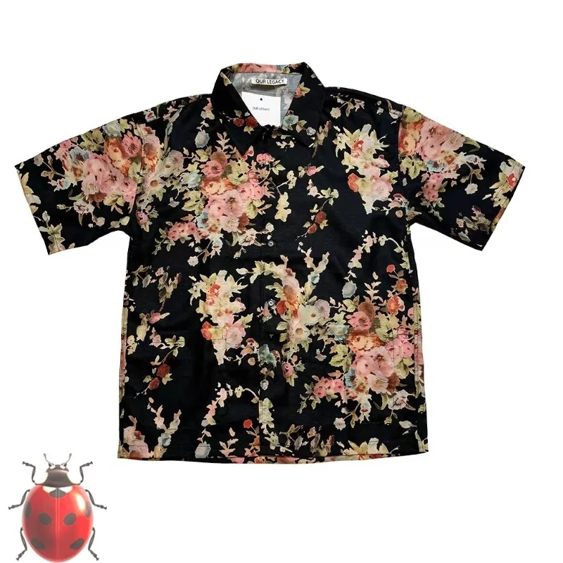 Our Legacy Flower Print Short Sleeve Shirts Men Women High Quality Hawaii Beach Loose Casual Shirts Clothing