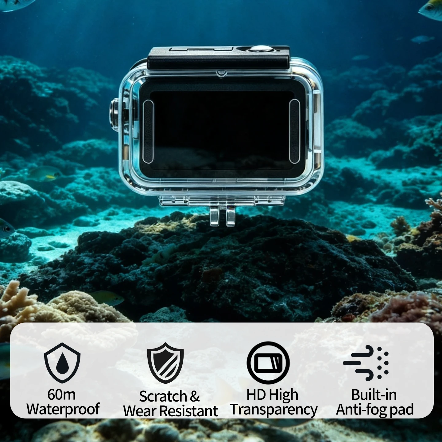 60M Tiefsee-Wasserdichtes Tauchgehäuse für DJI Action 6 Unterwasser-Schutzgehäuse Kratzfeste & Hochtransparente PC-Hülle – Detail 2