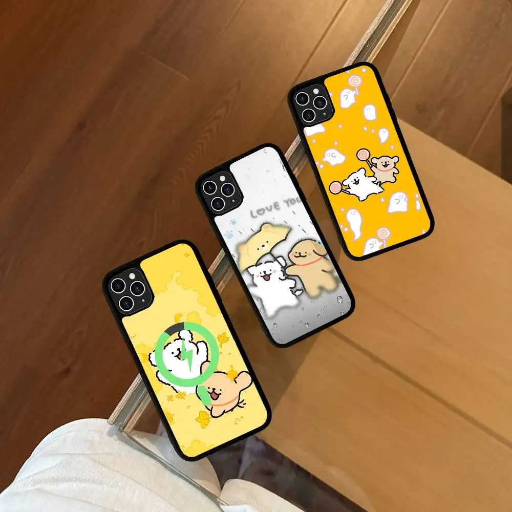 Line CARTOON P-PuppyS Magnetic Wireless Phone Case For IPhone 17 16 15 14 13 12 11 Pro Max Plus Mag Phone Cover
