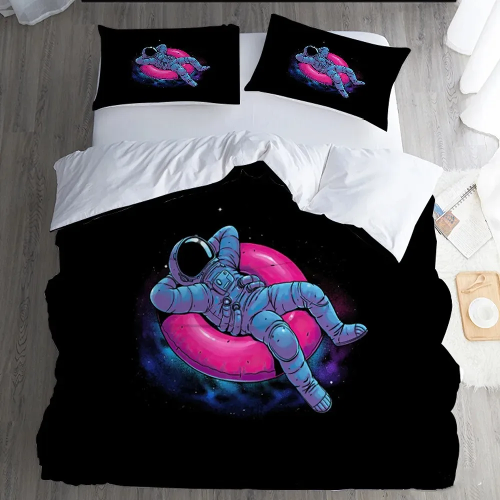 Funda nórdica para niños, planetas, estrellas, espacio, universo, juego de cama para niños, serie Galaxy, universo, estrella, funda de edredón transparente