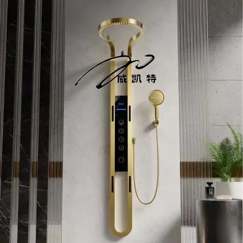 S90 Ceramic Valve Core Stainless Steel Wall Mounted Bathroom Set, Golden Modern Creative Waterfall Shower Nozzle Mixer