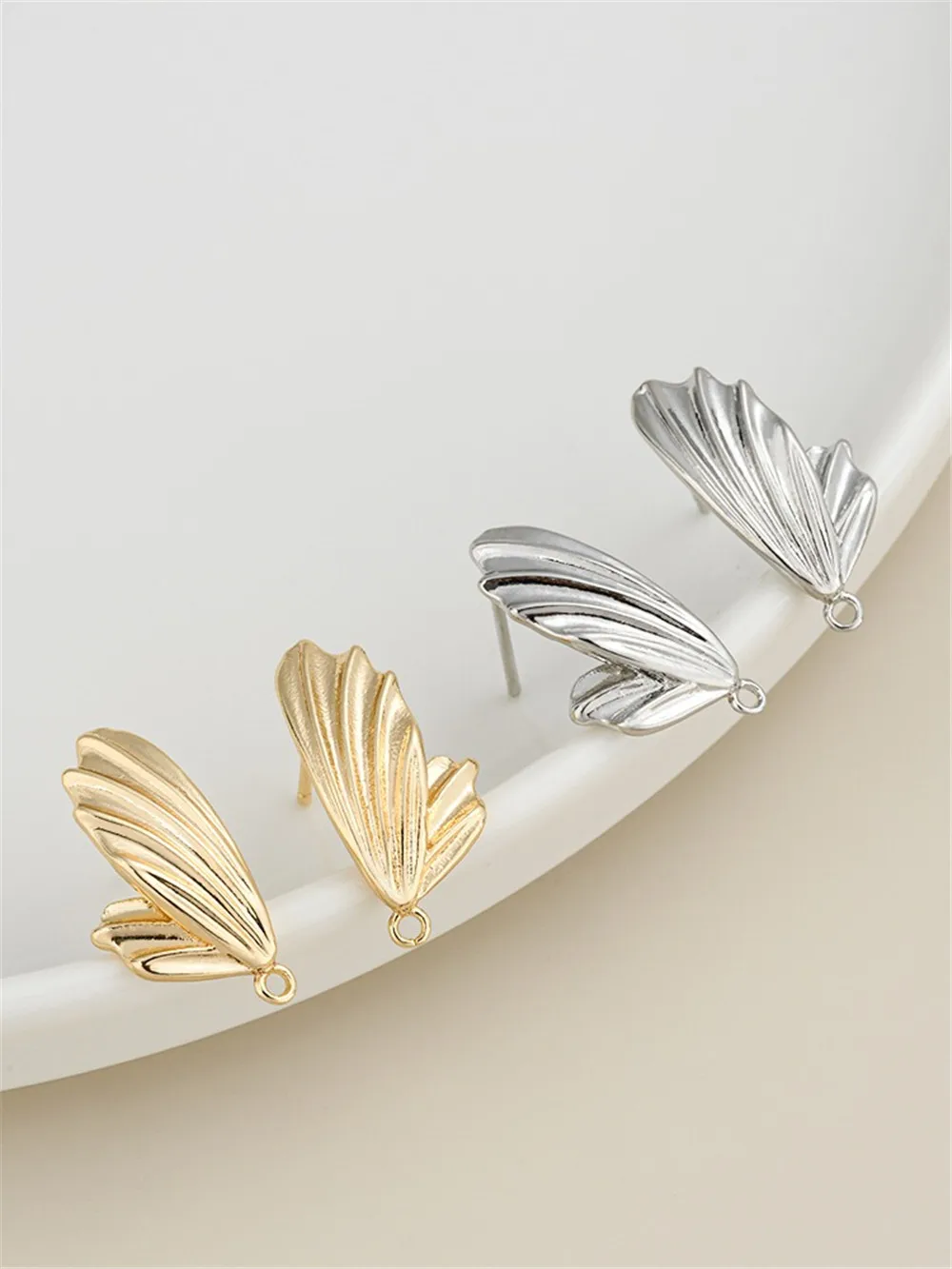 

14K Gold Butterfly Stud Earrings 925 Silver Needle with Hanging Ring Diy Material Hand-made Earring Material Earring Accessories