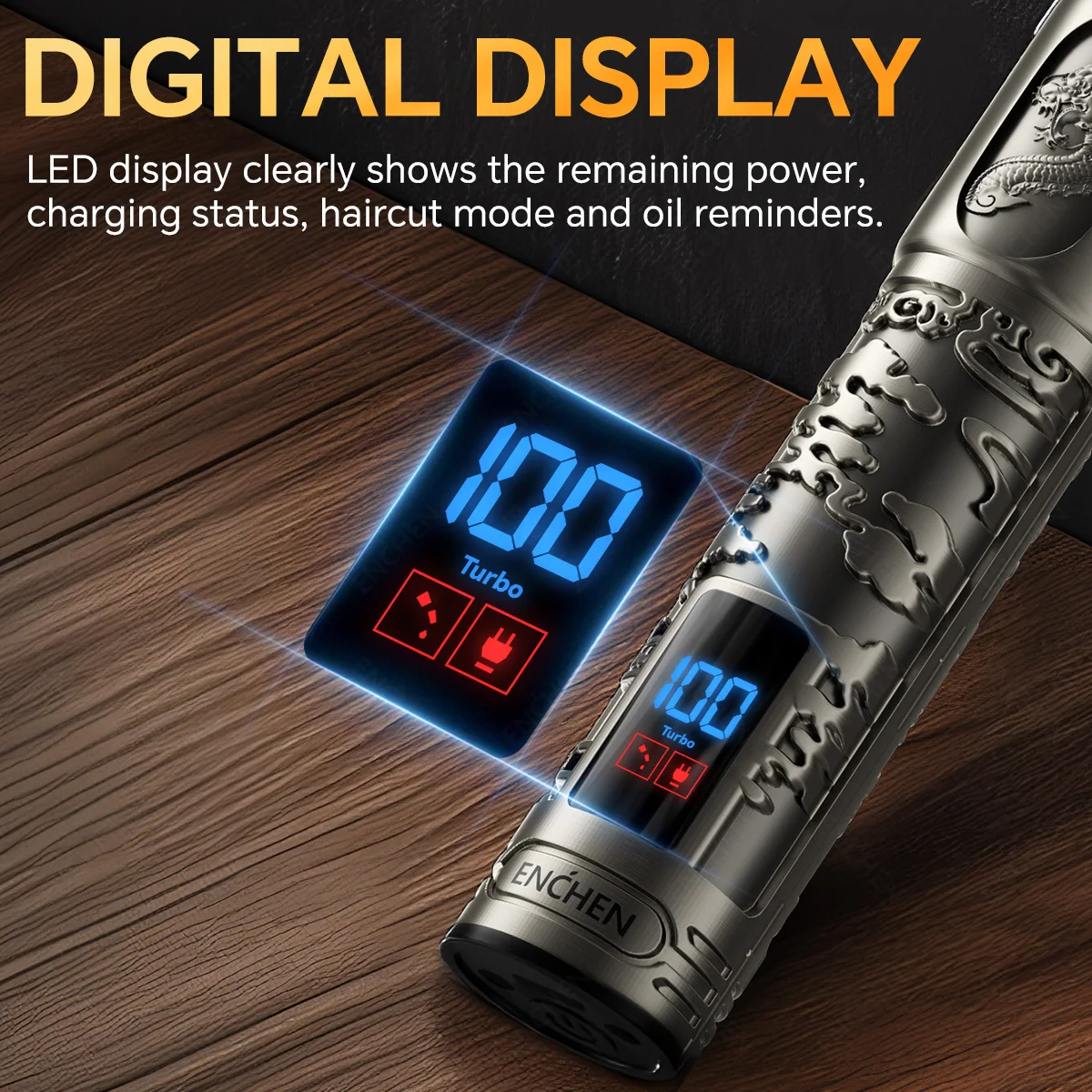 ماكينة تشذيب اللحية ENCHEN GoldStone 1 بدون فجوة شفرات شحذ ذاتية قابلة للتعديل Turbo 6500PRM مع شاشة رقمية