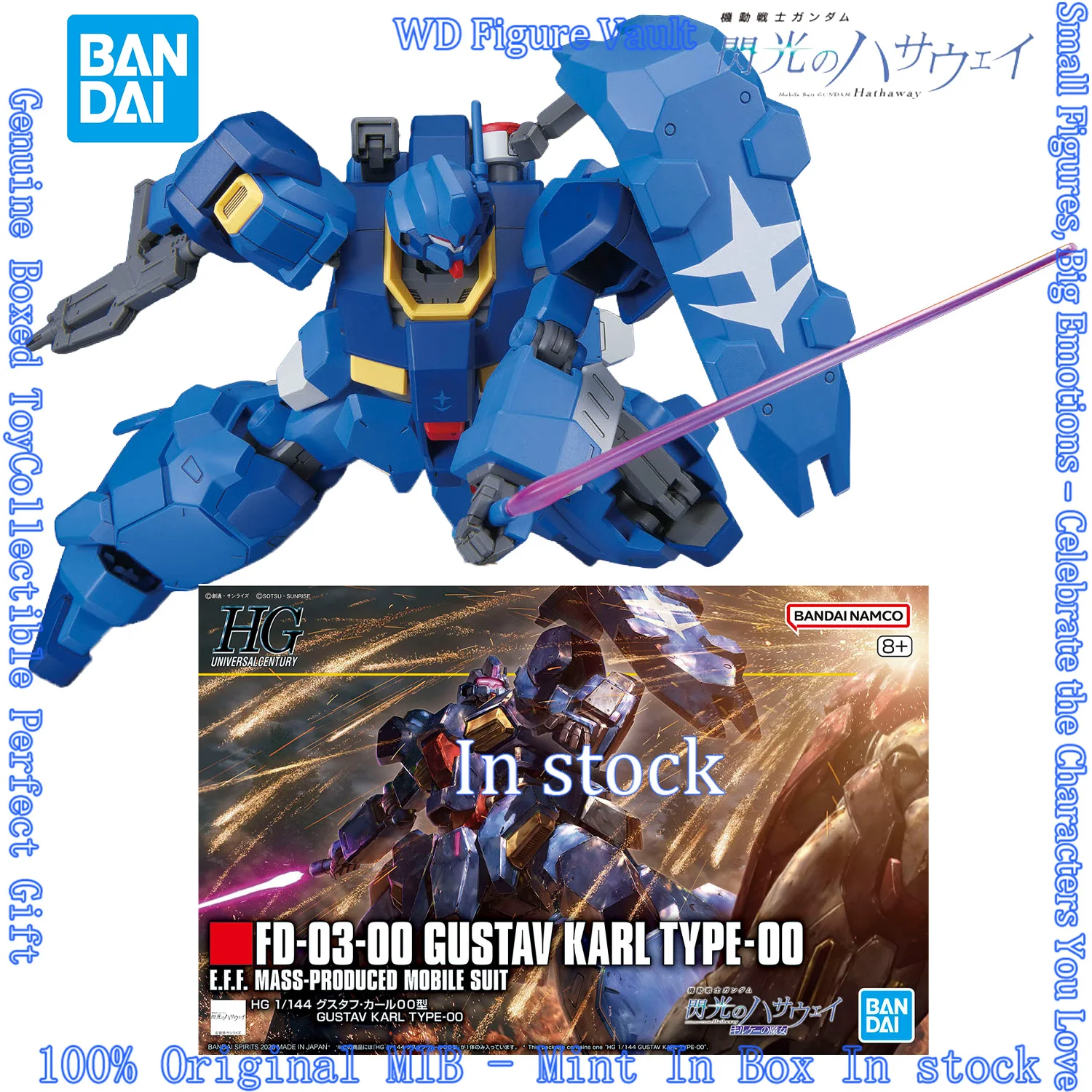 

In stock Bandai HG 1/144 Gustav Karl Type 00 Gekijouban Kidou Senshi Gundam: Senkou no Hathaway Figures Model Genuine Toys Gift