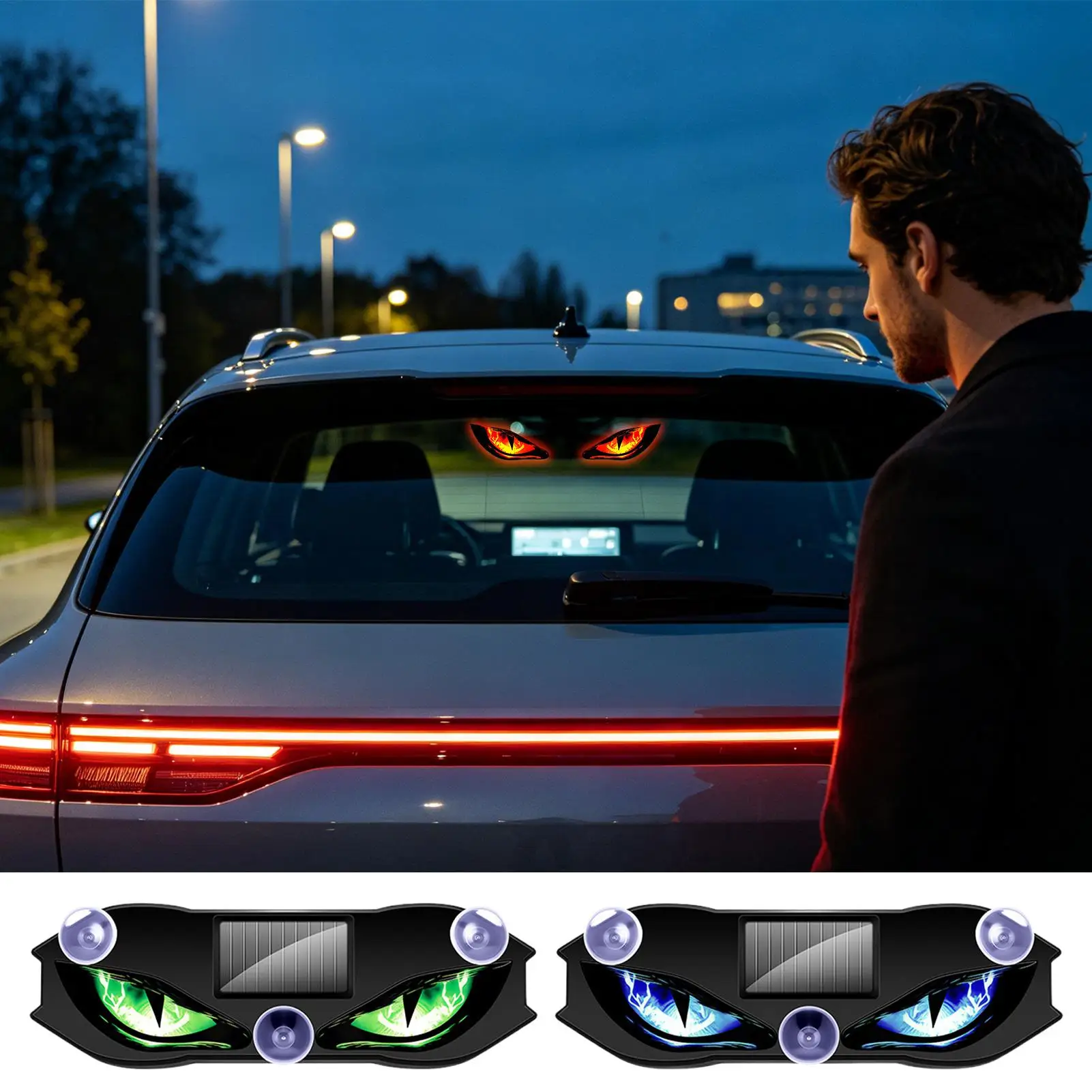 Solar Eye Led Warning Light Waterproof Reflective Warning Sign LED Car Window Light for SUV Truck Van RV Bike Motorcycles Sports
