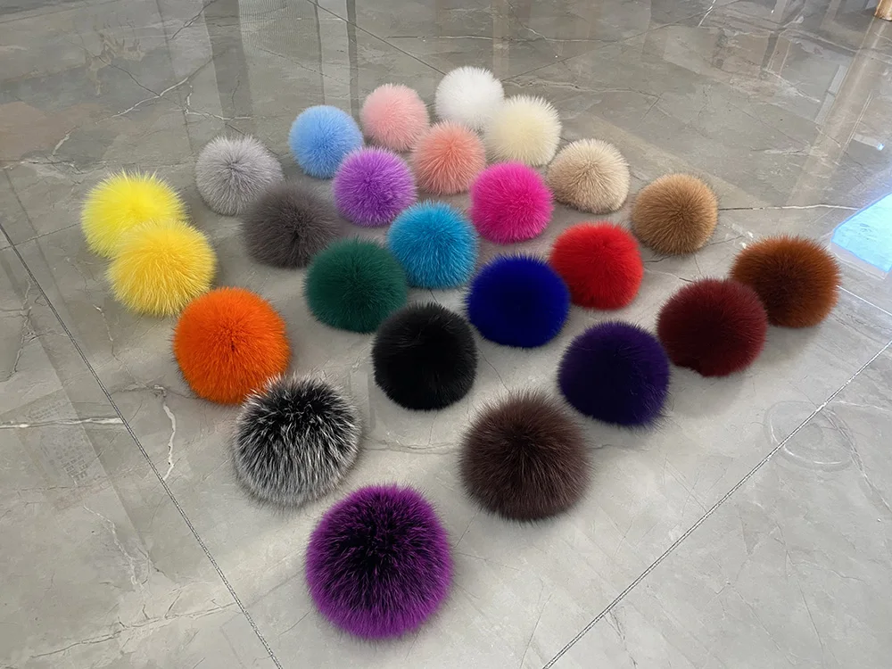 MPPM 12-13 cm Luxury Fluffy Real Fox Fur Ball PomPom 25 Colors Handmade Large Handbag DIY Natural Pompoms Wholesale Hat Pompom