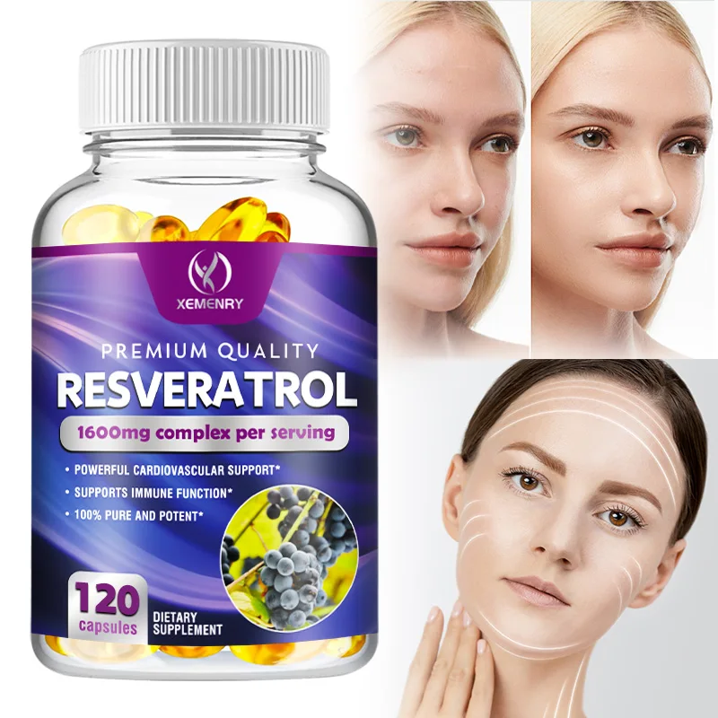 Resveratrol Capsules,Antioxidant, Anti-aging Supplement,Support Heart Health,Joint Support,Brain Function,Immune System Health