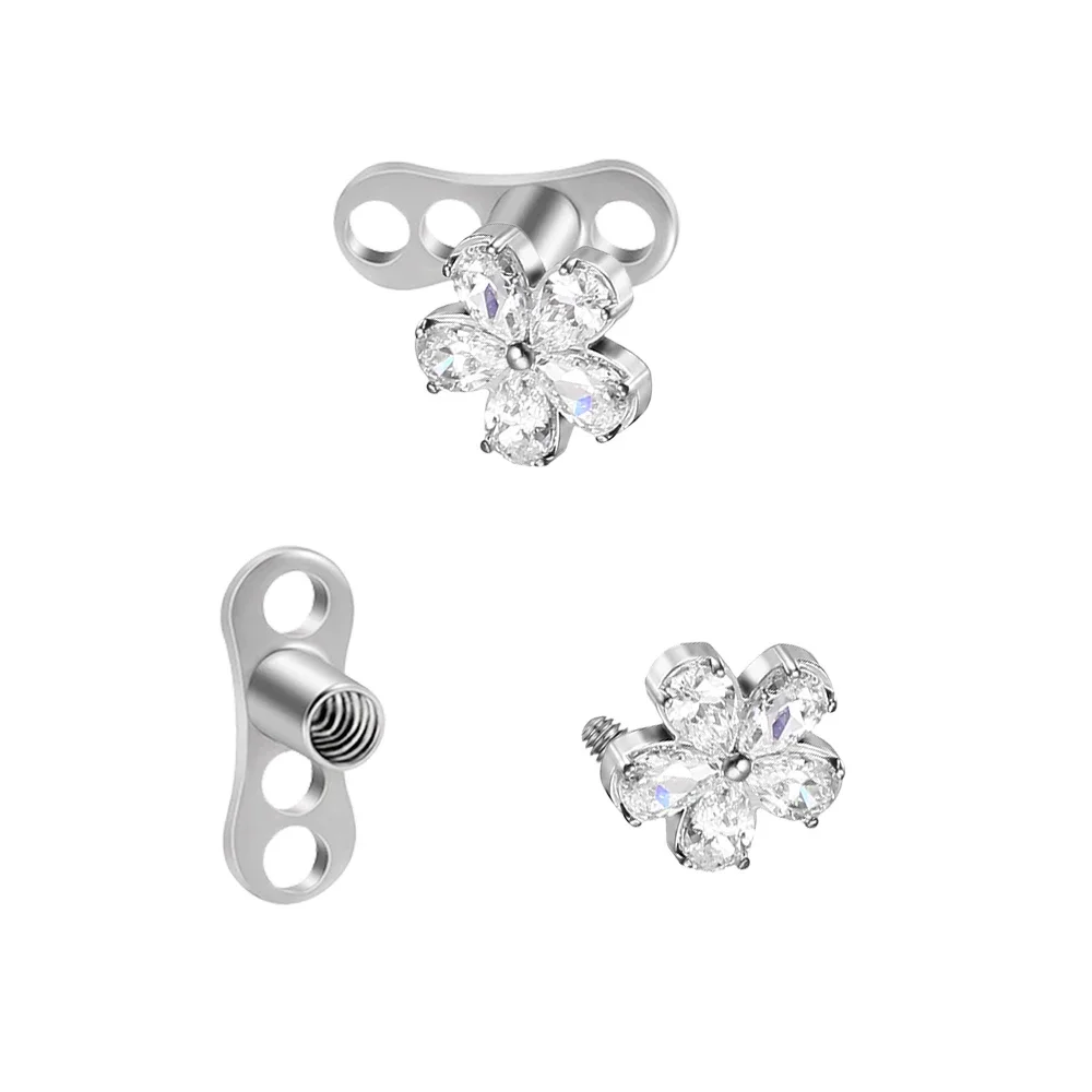 G23 Titanium Helix Labret Piercing Conch Skin Grafting Nail Dermal Anchor 16g Surface Body Jewelry Zircon Drilling Hide in Top