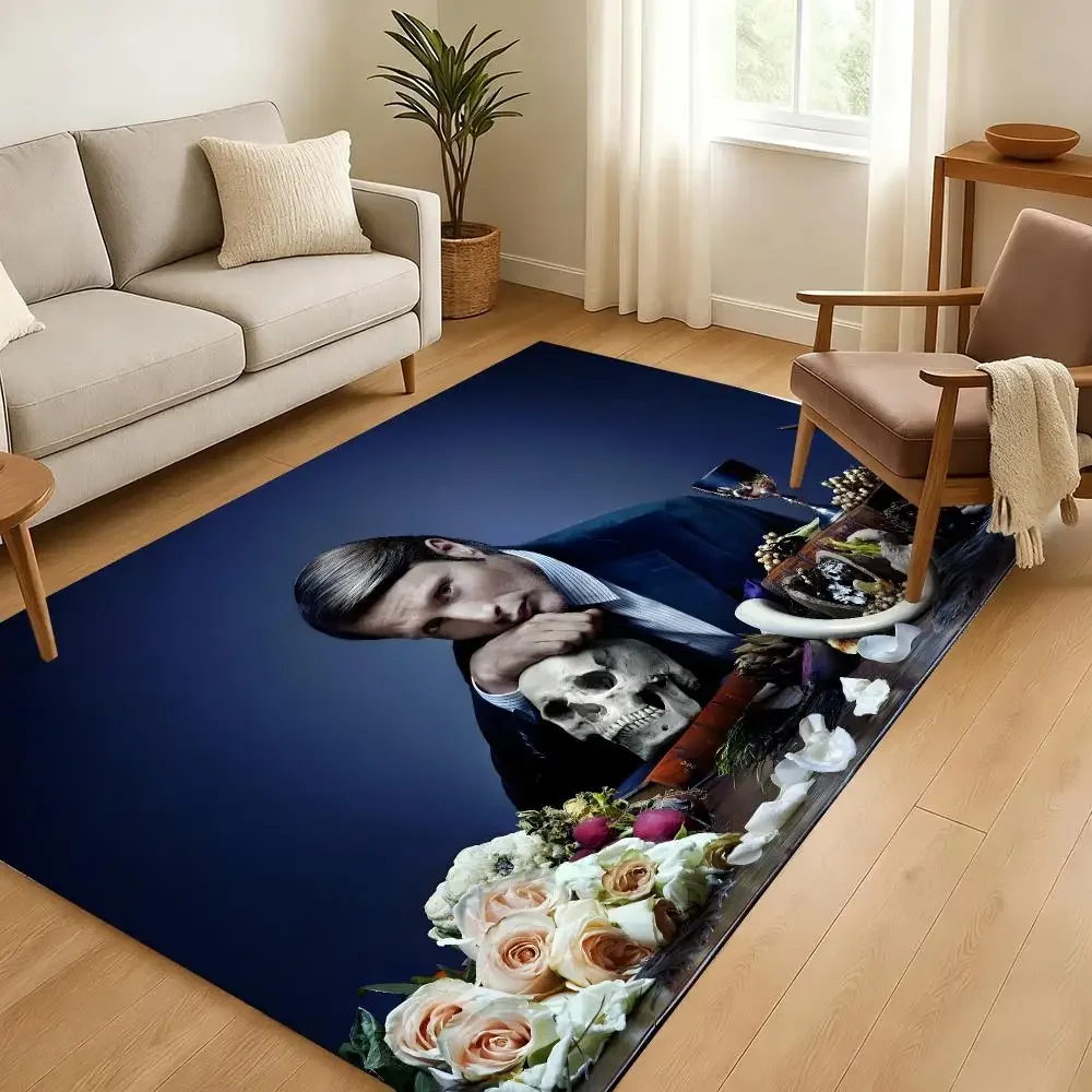 Series H-Hannibal Lecter Will Graham Floor Mat Soft Thickened Non-Slip Bedroom Living Room Door Mat Home Decor Flannel Rugs