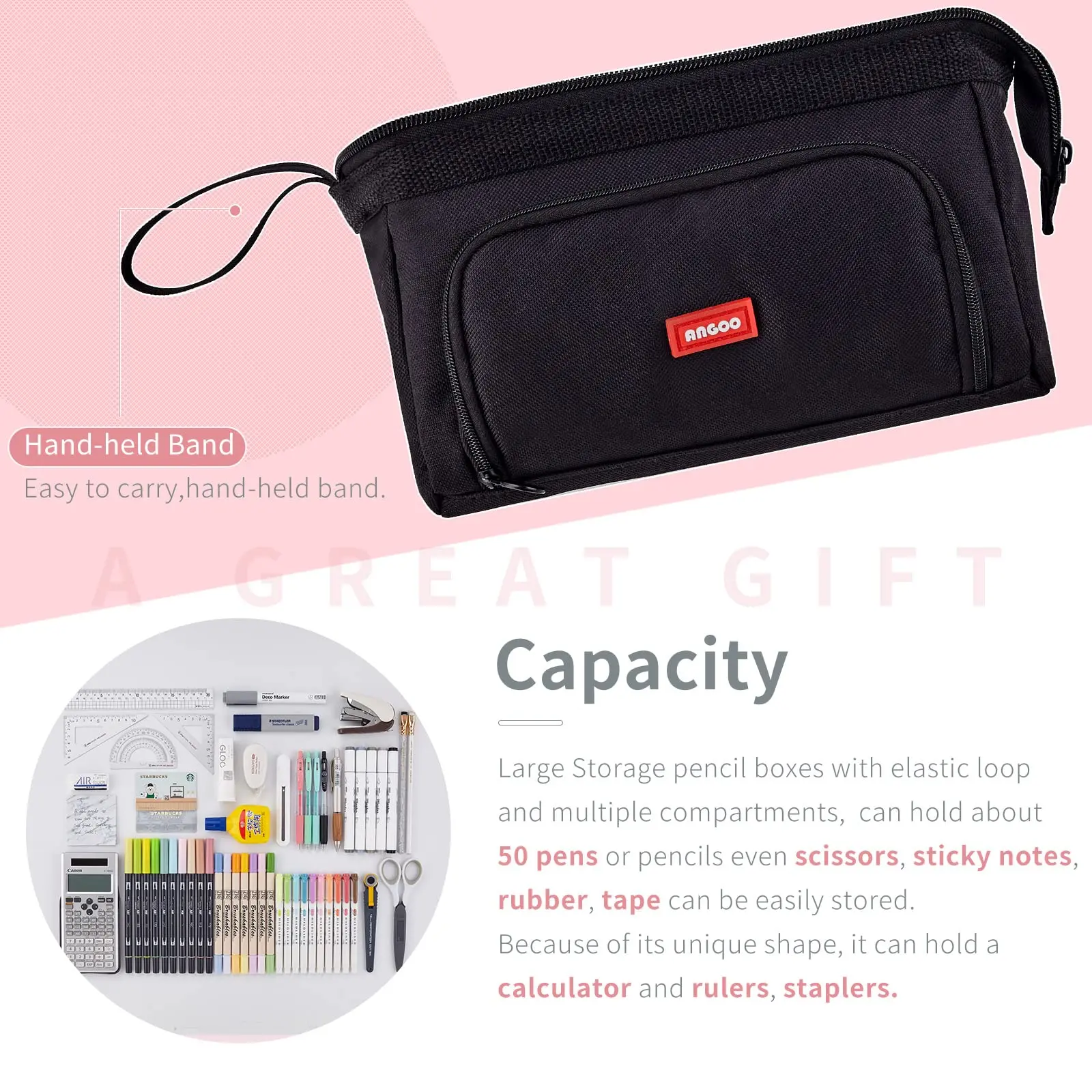 Estojo de Lápis de Grande Capacidade, Estojo de Lápis Fofo para Estudantes, Grande Bolsa para Canetas, Caixa de Armazenamento para Meninos e Meninas, Material Escolar
