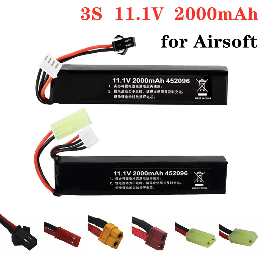 Bateria Lipo 3S 11,1 V do pistoletu na wodę Airsoft 2000 mAh 30C452096 bateria do Airsoft BB Air Pistol Zabawki elektryczne Pistolety Części xt60