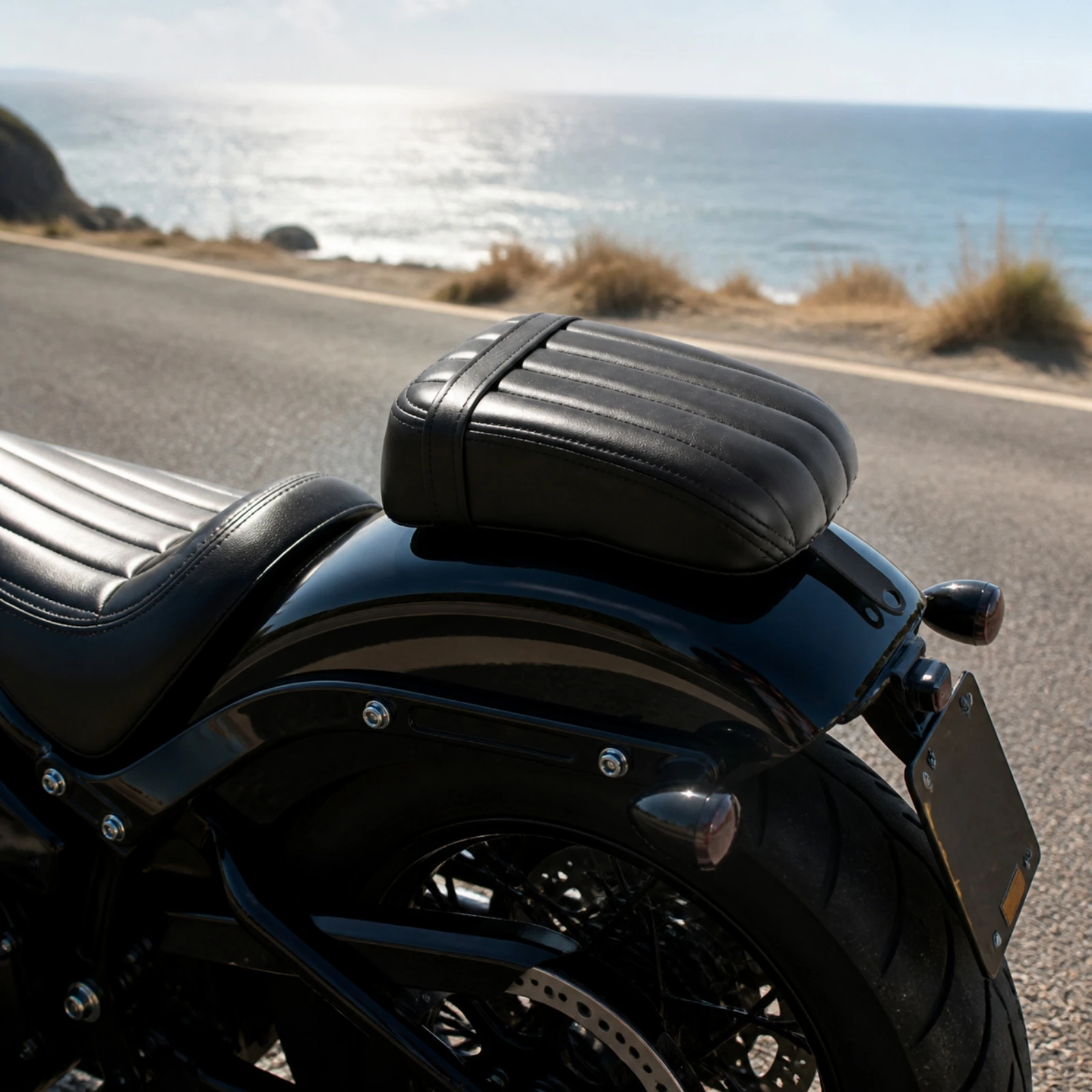 Motorcycle Rear Passenger Seat Cushion Comfortable Rear Motorcycle Seat Cushion with Retaining Strap Supportive Long-Lasting