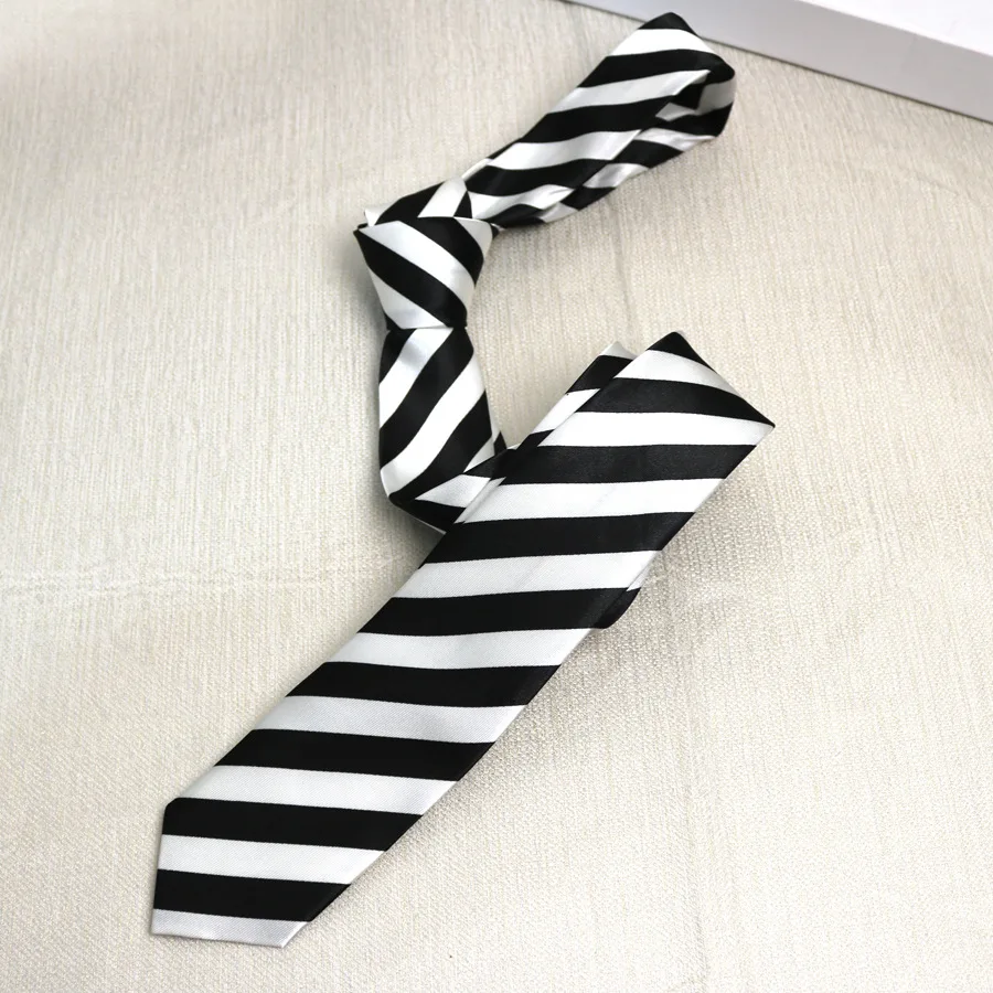 Black and White Striped Tie Leopard Print 5CM Narrow Tie for Boys and Girls Casual Daily Hand Tie Print Personalized Trendy Tie
