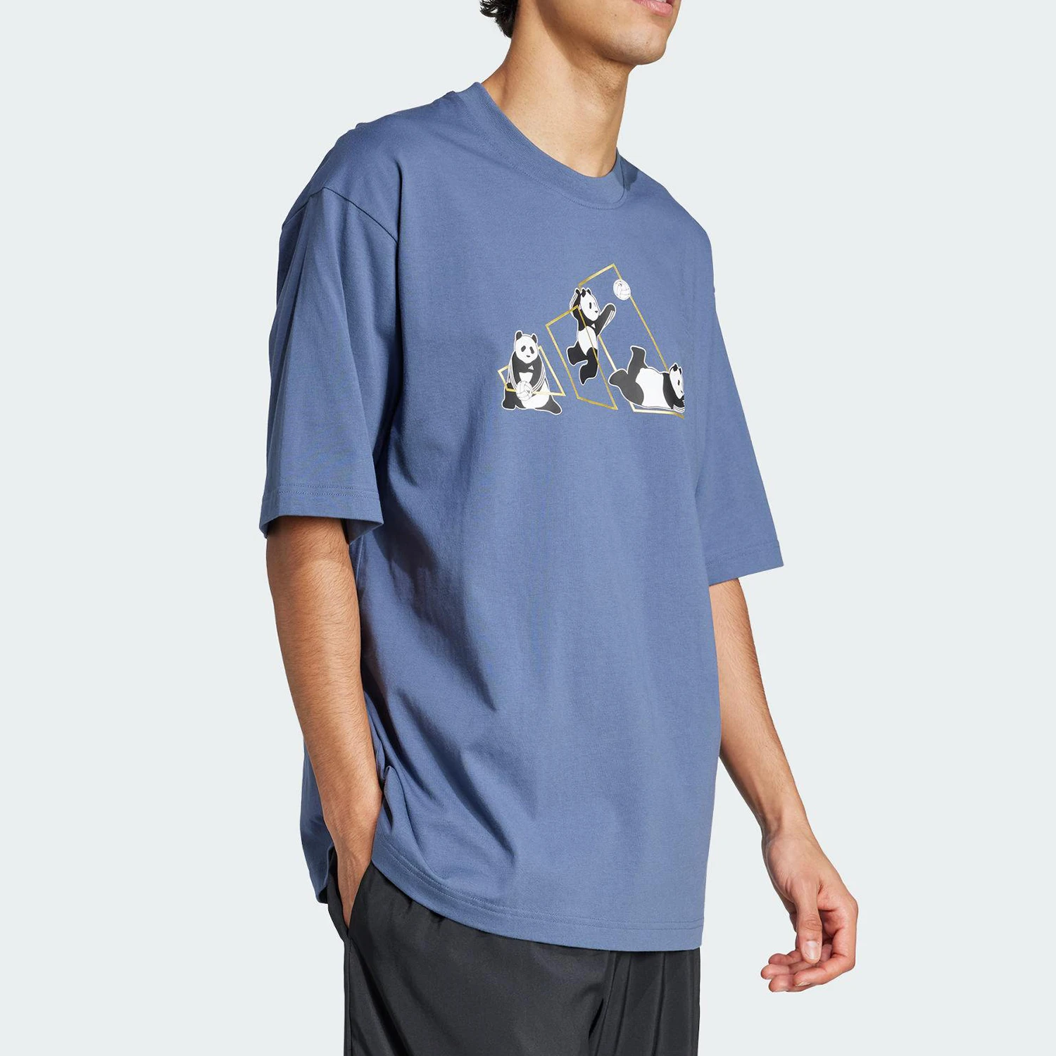 Adidas genuine new men's and women's breathable pattern fashionable round neck T-shirt JZ3277