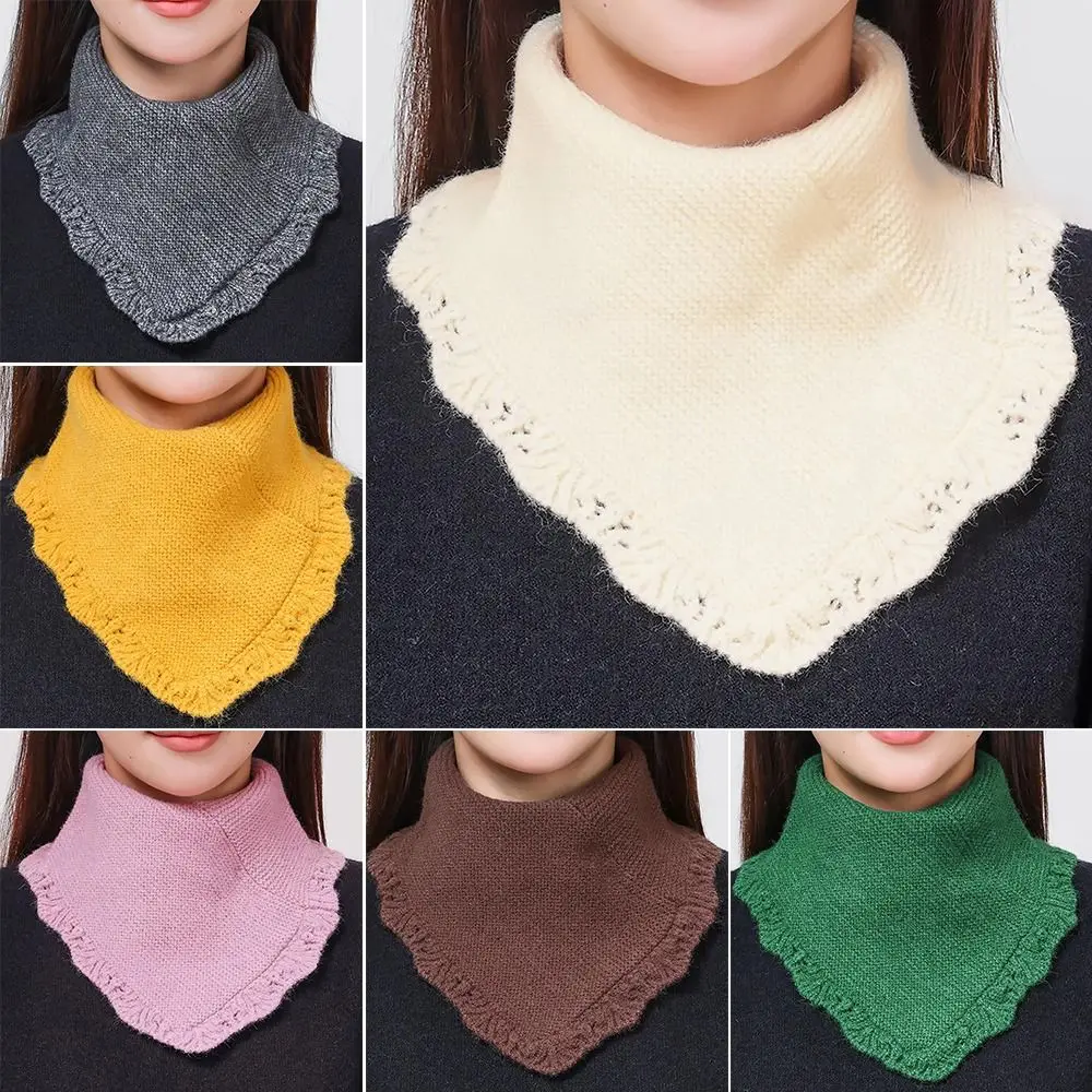 Casual Detachable Knitting False Collar Neck warmer Windproof Knitted Turtleneck Triangle Scarf Women