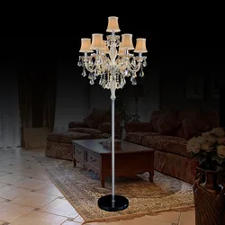 7 Lights European Luxury Crystal Floor Lamp E14 Candle Chandelier Decorative Living Room Wedding Fixture