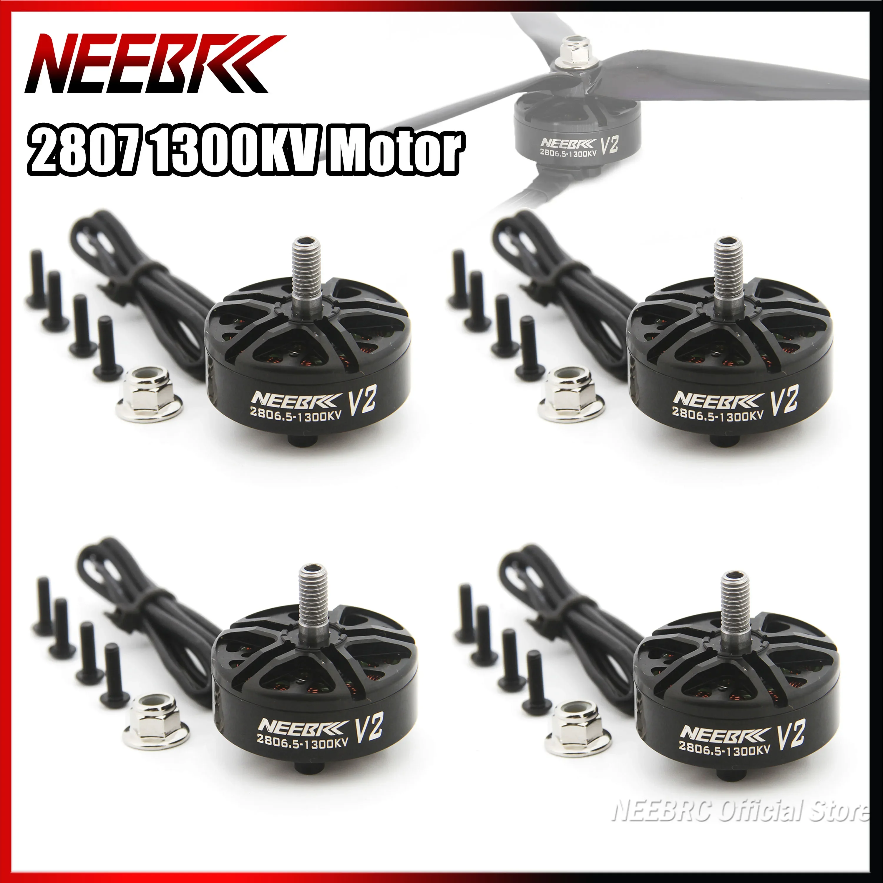 4pcs NEEBRC 2807 2806.5 1300KV Drone Brushless Motor 3-6S Outrunner for RC FPV Racing Quadcopter Plane Mark4 7 inch Frame ESC