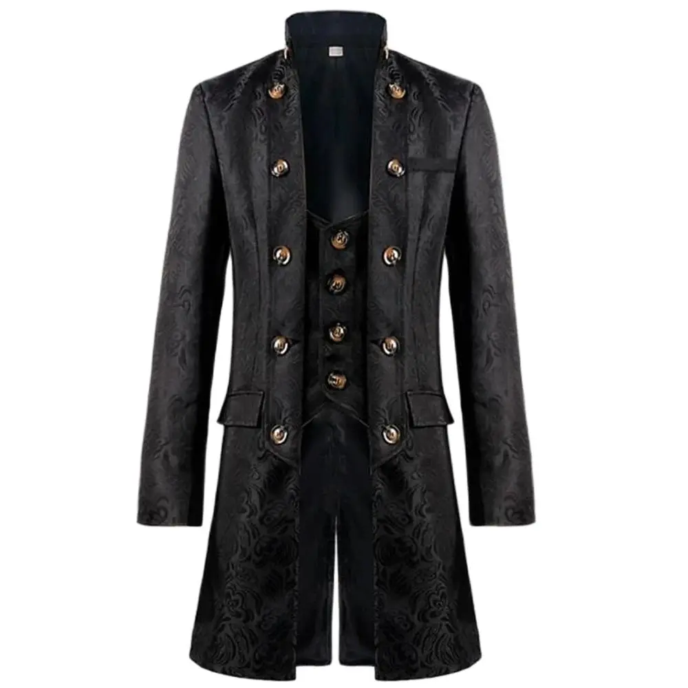 Men Steampunk Trench Coat / Shirt  Vintage Prince Overcoat Medieval Renaissance Jacket Victorian Edwardian Cosplay Costume