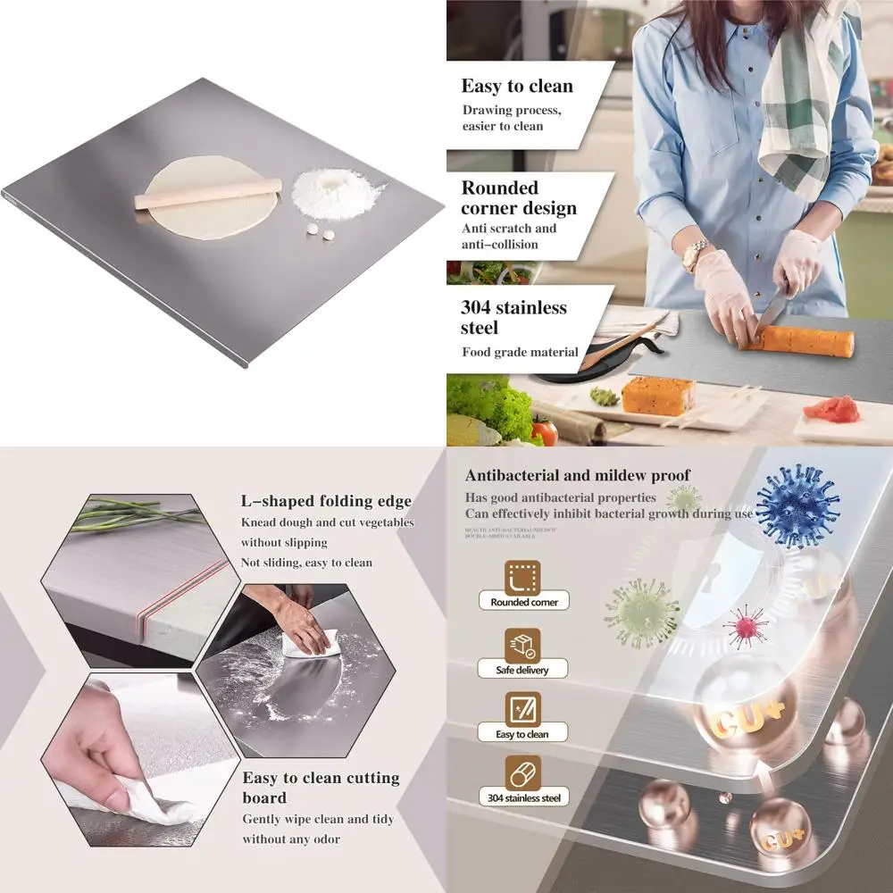 

Double-Sided 304 Stainless Steel Chopping Boards for Kitchen - Ideal for Baking and Food Preparation, Suitable for Raw and Cooke