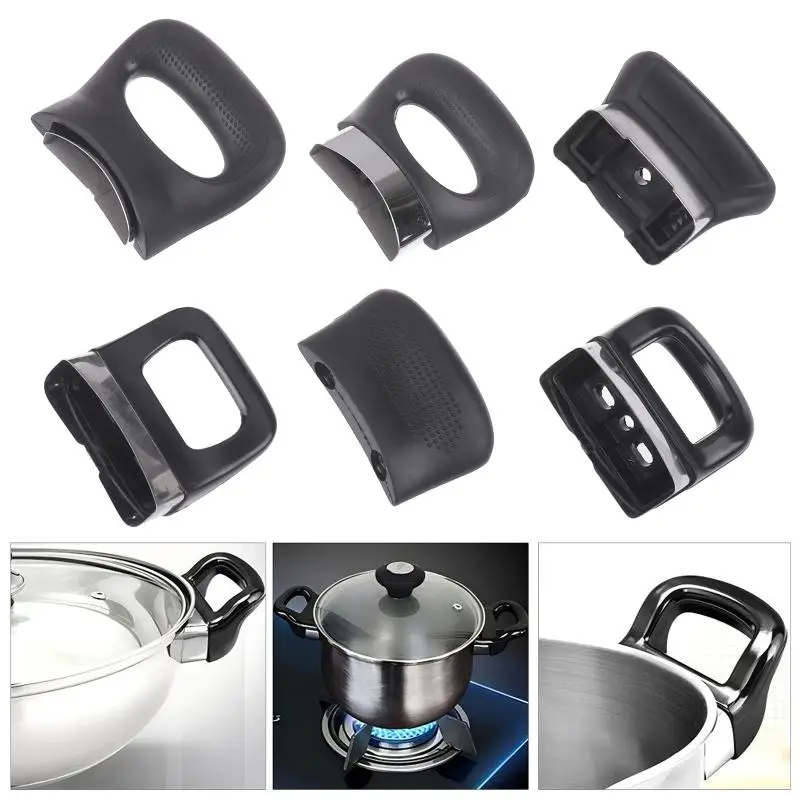 2Pcs Black Pot Side Handles Anti Scald Pressure Pot Handle With Screws For Cookware Accessories Kitchen Supplies