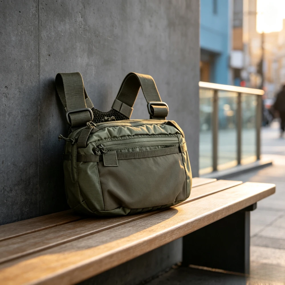 Chest Bag, Outdoor Waist Bag, Camping and Running Chest Bag, with Zipper, Multifunctional, Suitable for All Seasons, Suitable Fo