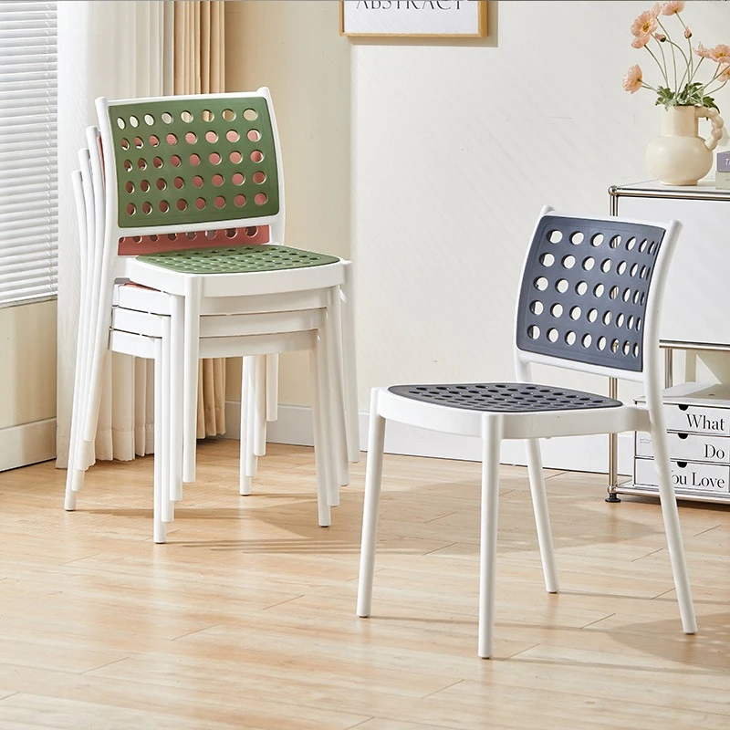 Nordic plastic dining chair household thickened hollow backrest dining table and chair simple modern commercial outdoor stacked