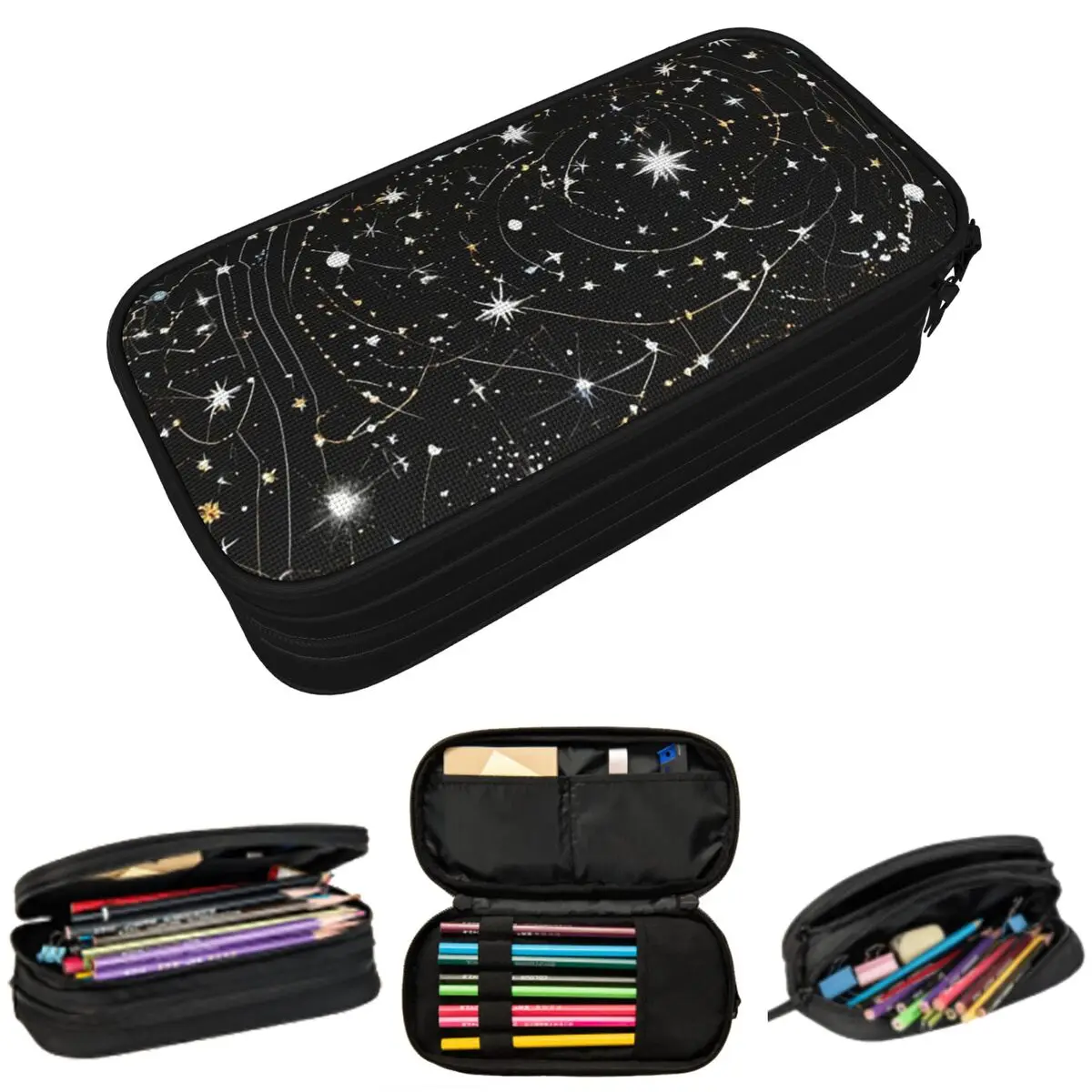 Mysterious Constellations Of Stars In The Universe Pencil Case for School Pen Box Pencil Bag Stationery Supplies Pen Holder Bag