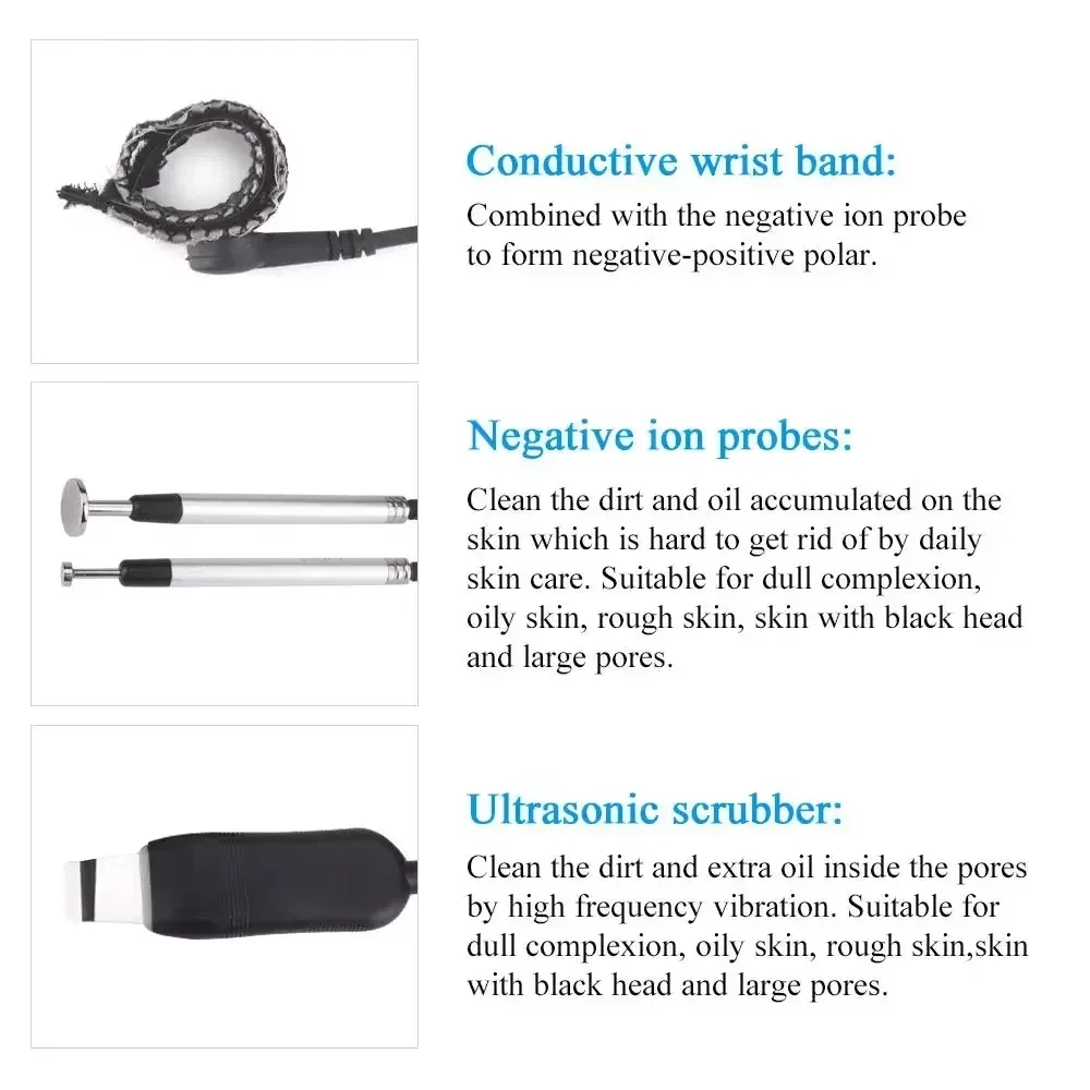 2 in 1 Deep Facial Cleansing Machine Ultrasonic Scrubber Negative Ion Cleansing for Blackhead Remove Shrink Large Pores