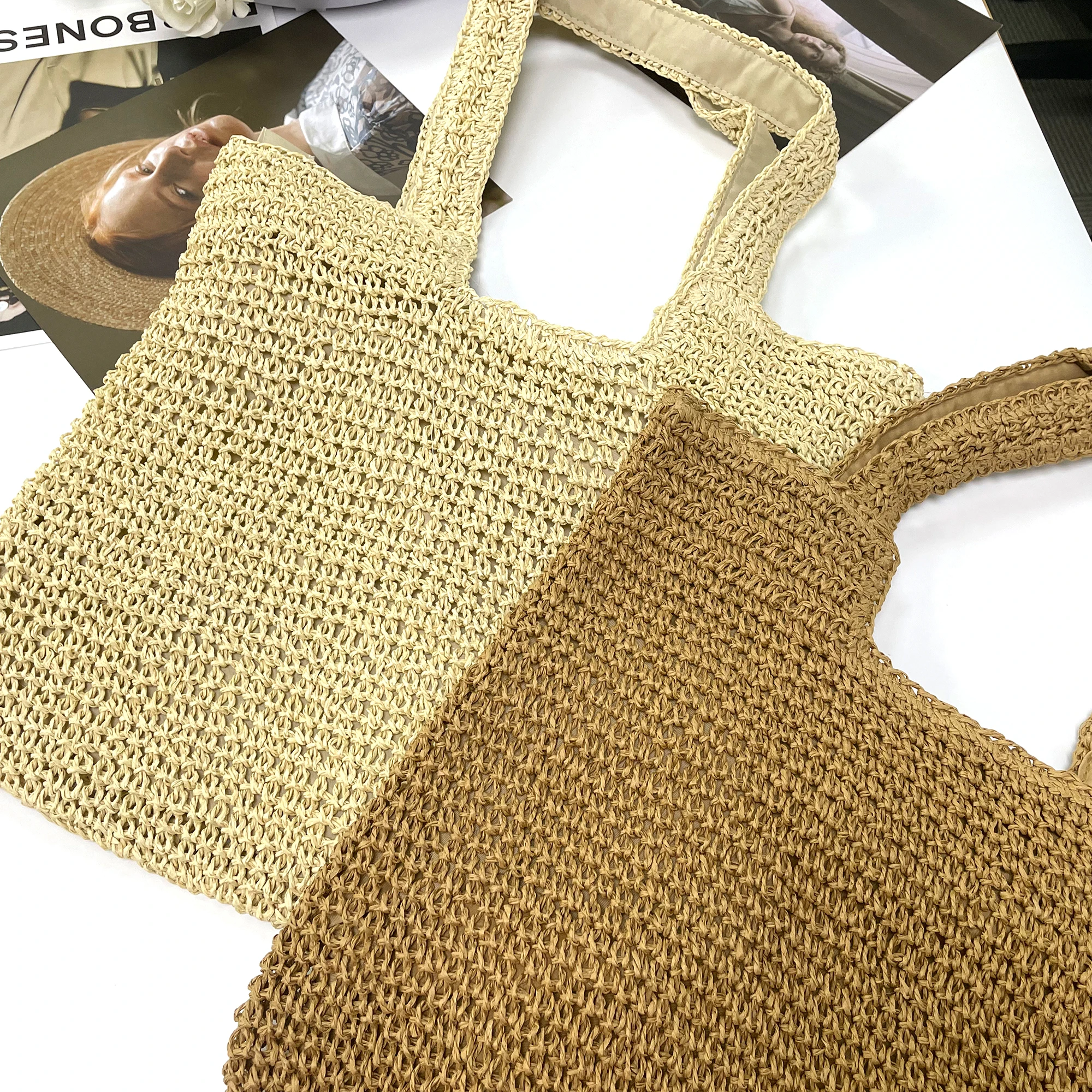 

Multifunctional Fashion Straw Women Shoulder Bags Paper Woven Female Handbags Summer Beach Straw Bags Casual Tote Purses