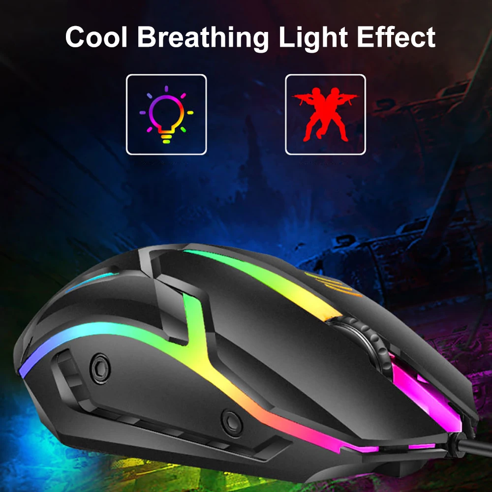 KEBIDUMEI RGB Backlit Mouse USB Wired Mouse Gaming Mouse Office Mice Optical Wired Mouse For Android Windows PC Desktop Laptop