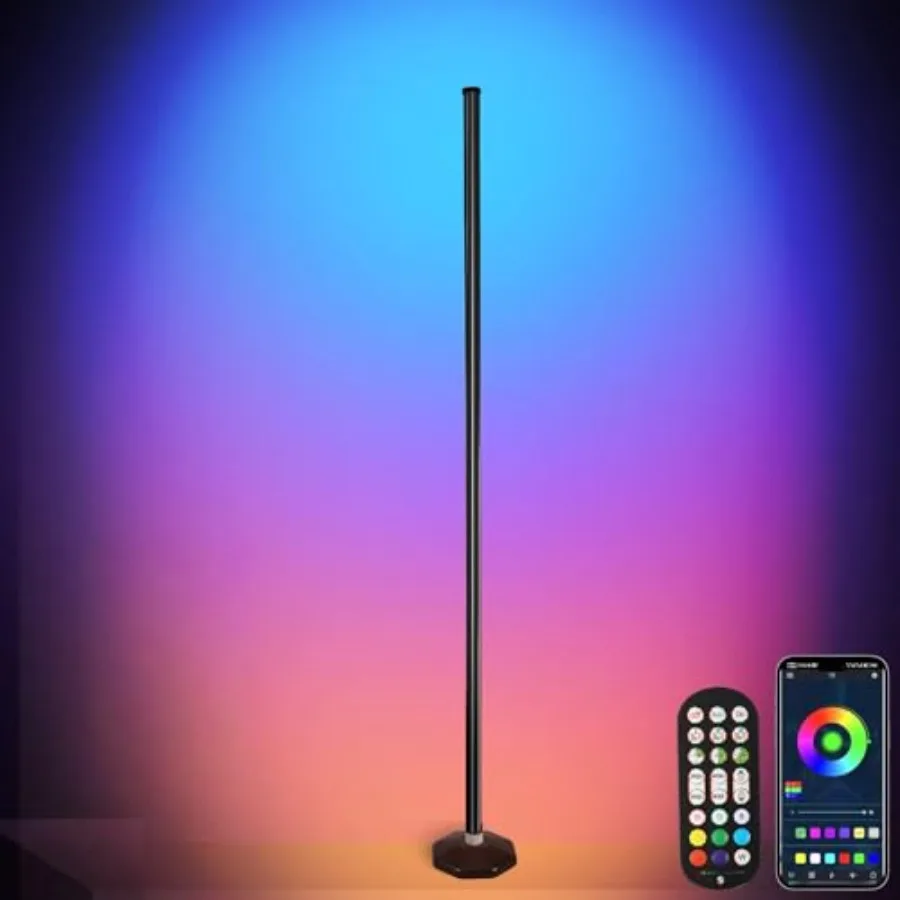 

LED RGB Corner Lamp - Smart RGB LED Corner Floor Lamp Adjustable Height with 16 Millon RGBWIC Color Changing Lights 300+ SceneM