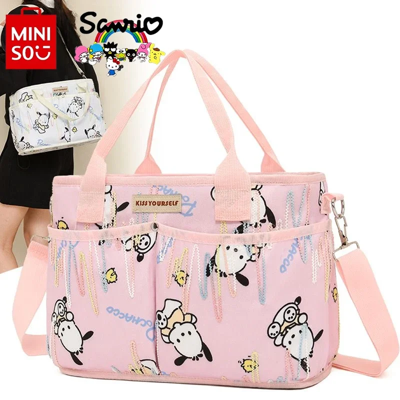 

MINISO 2025 New Mommy Crossbody Bag Fashionable High Quality Handheld Urine Bag Cartoon Multi Functional Baby Outing Storage Bag