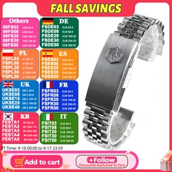 San Martin Jubilee Bracelet Stainless Steel Watch Parts For 20mm Curved End Links Fly Adjustable Clasp For SN0008 SN0128