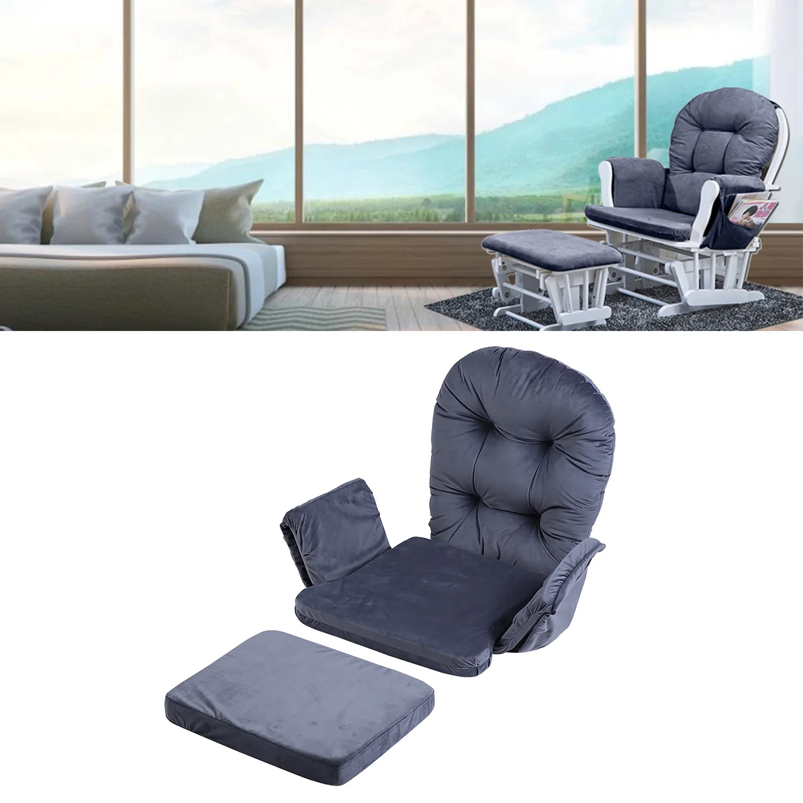 

Chair Cushion Set Chair Pad Soft Velvet Cotton Chair Cushion Stool Pad Set Warm Cover for Home Gray Color Chair Cushion