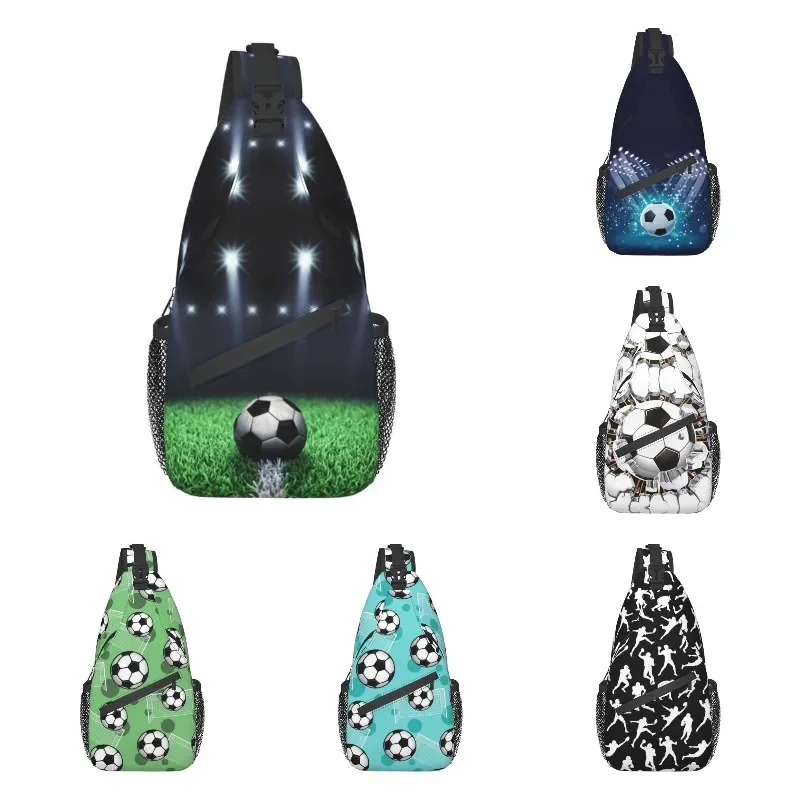 Cool Football Stadium Pattern Sling Bags for Traveling Men Soccer Ball Palyer Chest Crossbody Backpack Shoulder Daypack